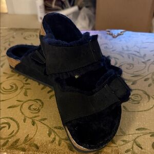 Birkenstock Black Suede Sherling Lined Women's Sandals